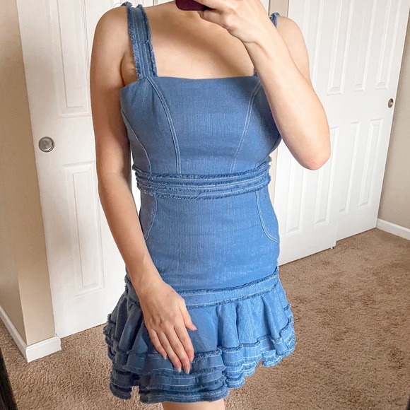 Alexis Denim Judith Dress Shell Blue Linen Sleeveless Mini S - Picture 2 of 14
